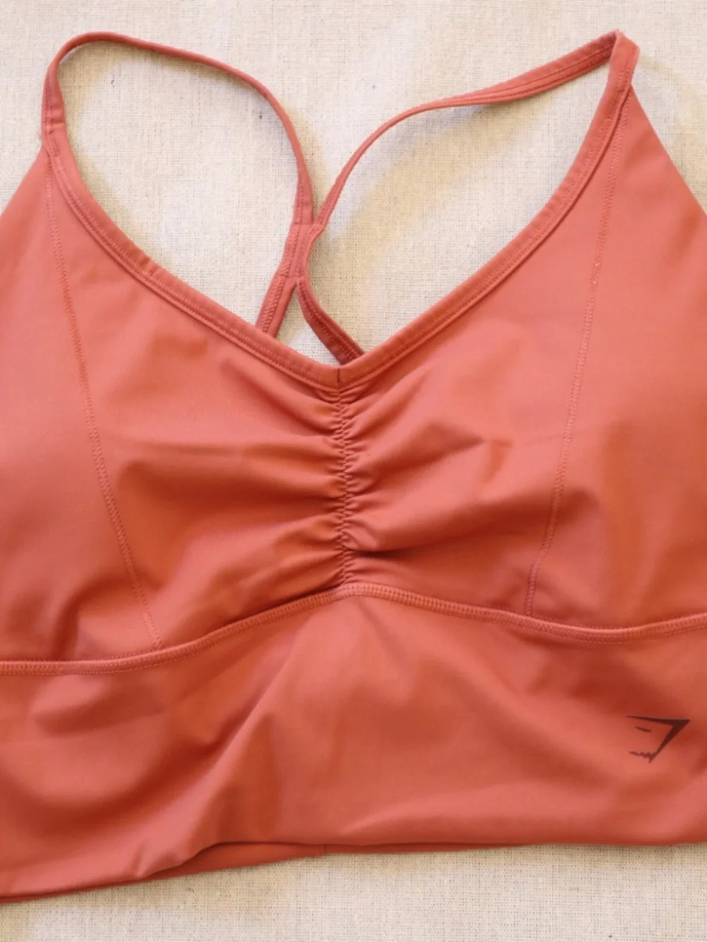 Gymshark Women's Medium Tomato Red 2-Piece Set High Waisted Leggings Ruched Bra